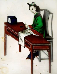 Occupations of a Lady: Lady Painting on Fabric